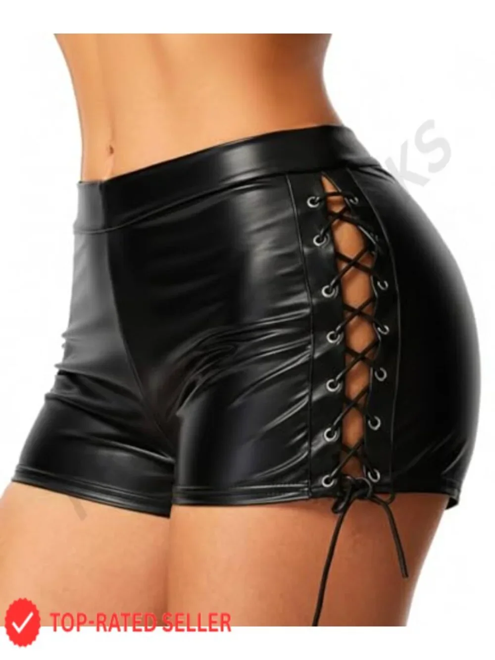 Women's Faux Leather Lace Up High Waist Y2K Going Out Mini Shorts